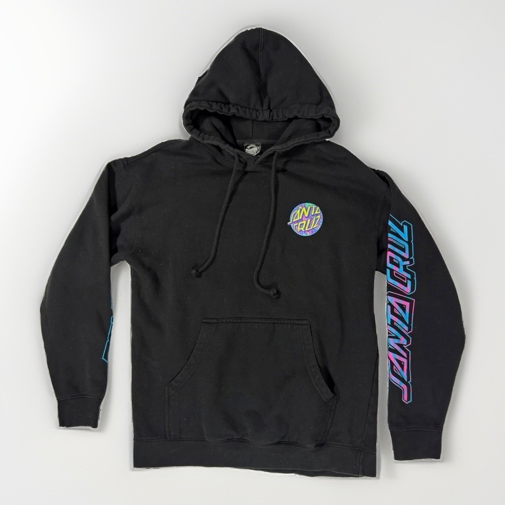 Santa Cruz Skateboards Black Hoodie Men's Medium Graphic Pullover Y2K